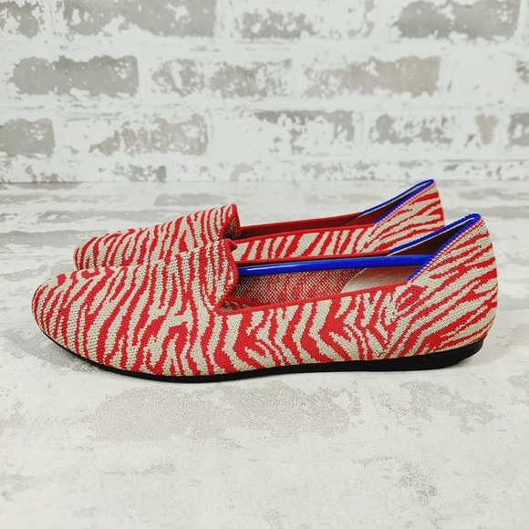 NEW Rothy's The Flat Red Zebra Round Toe Slip On Loafers K173